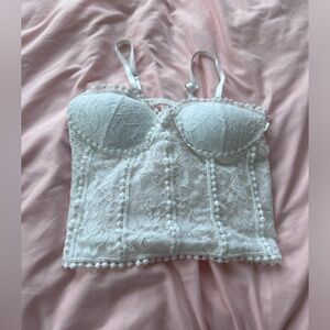 Brand new white lace suspenders